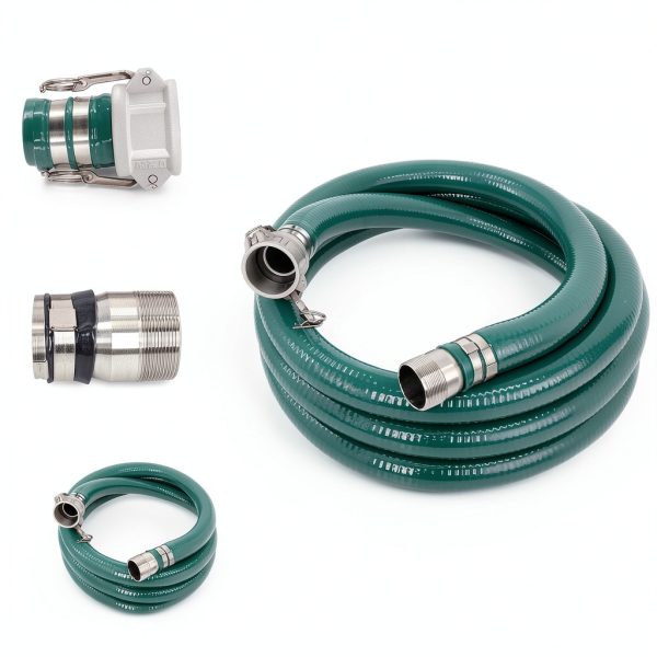 2 Inch Suction Hose kit for Trash Pump, Includes 2" x 65' Blue PVC Backwash Discharge Hose & 2" x 20' Green PVC Suction Hose & Aluminum Round Hole Suction Strainer & Cam and Groove Adapter-2