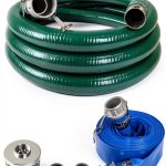 2 Inch Suction Hose kit for Trash Pump, Includes 2" x 65' Blue PVC Backwash Discharge Hose & 2" x 20' Green PVC Suction Hose & Aluminum Round Hole Suction Strainer & Cam and Groove Adapter-0