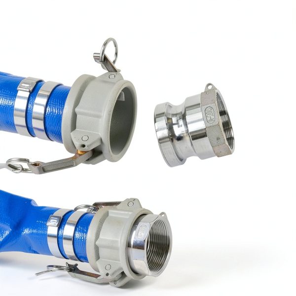 2 Inch Suction Hose kit for Trash Pump, Includes 2" x 65' Blue PVC Backwash Discharge Hose & 2" x 20' Green PVC Suction Hose & Aluminum Round Hole Suction Strainer & Cam and Groove Adapter-4